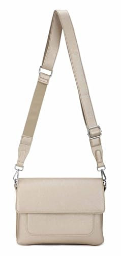 Damen Tasche Shopper Brusttasche Schultertasche Crossbody Trio Umhängetasche Messenger Handtasche Crossover BodyBag Leder Optik Gold