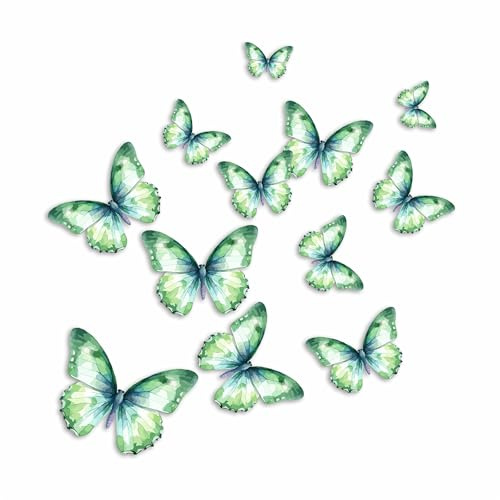 Green Butterfly Vinyl Decal Stickers, Cover Mark, Butterflies Decor, Qty:12