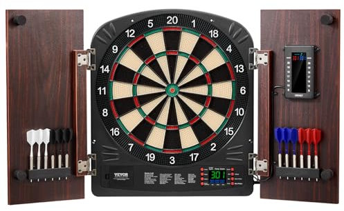 VEVOR Dartboard- und Schrankset Home Dart Board Center Dartscheibe 34,3 cm, verstaubarer Dartschrank mit elektronischer Punktezählung & einfacher Montage, komplett mit sämtlichem Zubehör Party