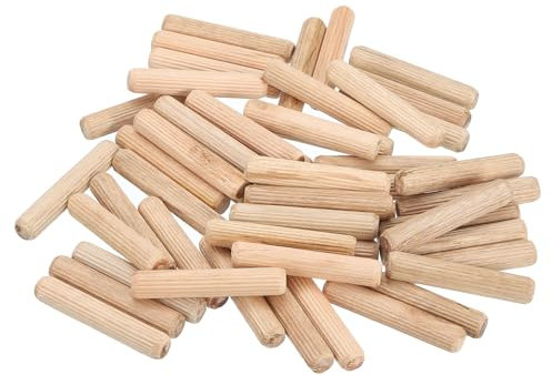 sourcing map Lot de 50 chevilles cannelées en bois de 0,95 x 7,5 cm – Tiges en bois rainurées pour le travail du bois – Goupilles en bois cannelées pour travaux manuels, projets de bricolage
