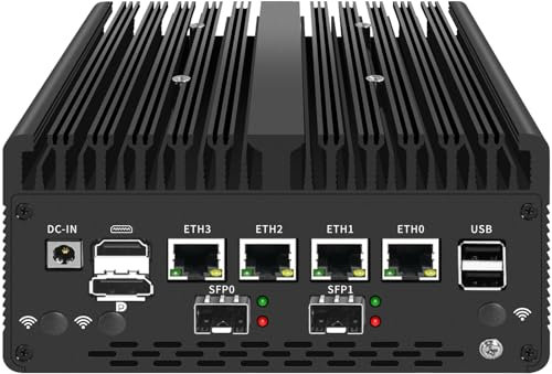 4 Port i226 2.5G Firewall Micro Appliance, Firewall Mini PC Pentium Gold 8505, 2*10G SFP, HDMI, DP, 4xUSB, Type-C USB2.0, AES-NI VPN Router Support pfsense Openwrt, Wifi Slot, 16GB DDR5 256GB NVMe