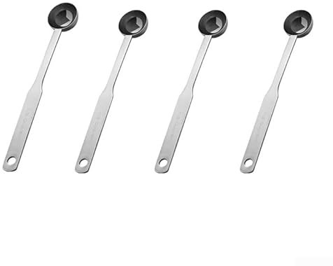 4 cucchiaini da caffè con manico lungo, in acciaio inox, cucchiaio da tavola per caffè macinato, espresso, proteine, polveri, tè, zucchero