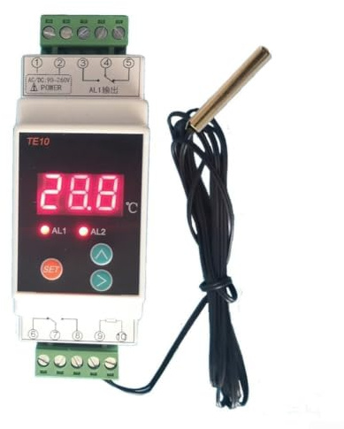 HavenlyCove Din skena termostat temperaturregulator med 2-vägs utgång AC90-260V för hemvärmesystem med digital display och larmfunktion