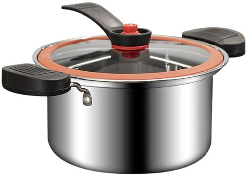 3.5L Mini Stainless Steel Pressure Cooker, Stock Pot with Lock Handles & See-Through Lid, for Gas Induction Electric Stove