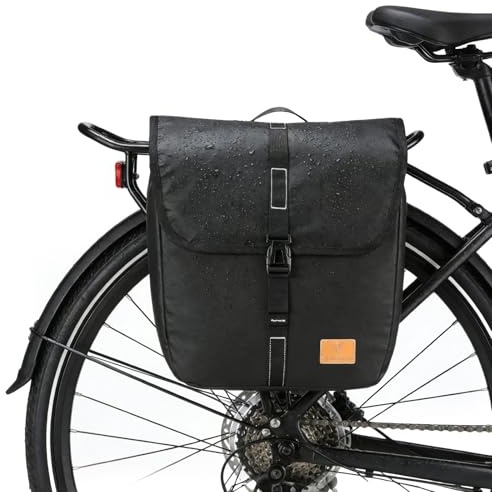Hainue Sacoche Vélo,20L Sac Vélo Grande Capacité Résistante aux UV,Grand Sac étanche pour Porte-Bagages pour VTT Electrique Outdoor Voyage Sport,Noir