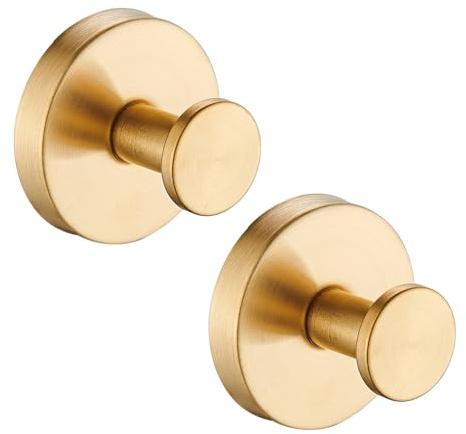 Fpohiuy Suction Cup Hooks for Shower, Wreath Hangers for Front Door, Glass Door & Window - Strong Towel, Bath Robe, Loofah Hook Holder for Hanging up to 15 lbs - Waterproof (Gold, 2 Pack)