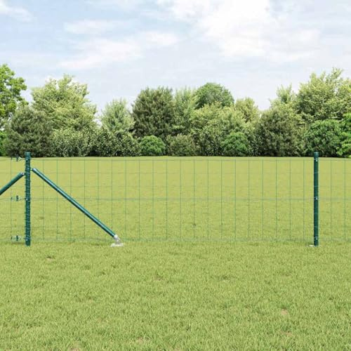 Recinzione a rete metallica per cani, filo di coniglio, recinzione con pali verde, 0,4 x 50 m, in acciaio, per giardino, casa, cortile, può essere assemblata rapidamente, versatile