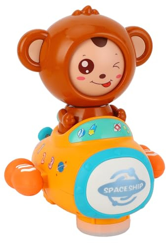 Juguete Interactivo de Nave Espacial con Luz y Música para Niños, Diseño Innovador con Cubierta de Cara de Mono, ABS Seguro