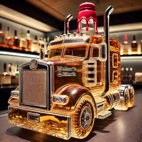 300 ml karaff dekanter whiskystaty skulptur - 3D-lastbil formad whisky karaffskulptur, glas vinflaska staty på nytt biltema, vinbehållare (#3)
