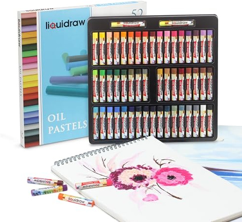 Liquidraw Oil Pastels-52 Pack | Assorted Vivid Colours | Ideal Set For Artists, Students & Kids | Suitable for Drawing & Sketching on Textured Paper | Quality Soft Smudge Pigment | Fade Resistant