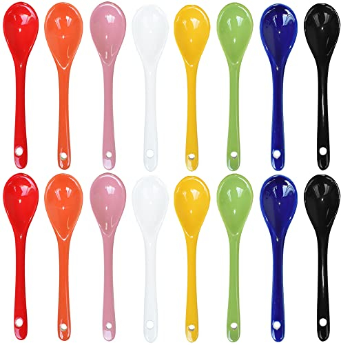 Pirhosigma Lot de 2 cuillères à œufs en porcelaine de 8 couleurs - 12,7 cm de chaque couleur - Pour café, dessert, yaourt, thé, thé laiteux