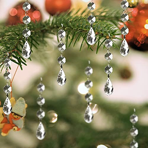 Adornos de Navidad para árbol de Cristal, 30 Piezas de Cristales Colgantes Transparentes acrílicos para centros de Mesa, candelabro de lágrima, Guirnalda de Cuentas para Navidad, Boda, Fiesta,