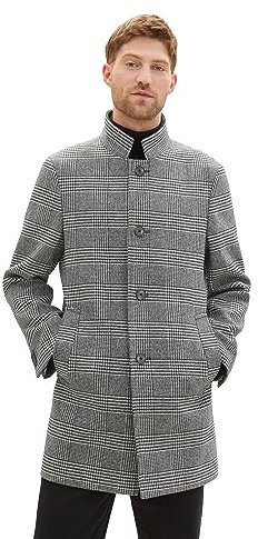TOM TAILOR Herren 3-Knopf Wollmantel mit Stehkragen