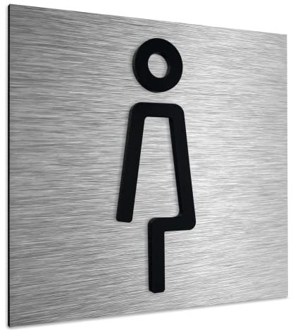 ALÚMADESIGNCO Cartel WC Mujere - Mujeres Señal Baño - Señales Aseo Placa - Cartel Aseos - Señalización Baños Originales, Símbolos Géneros - Carteles para hotel, restaurante y oficina