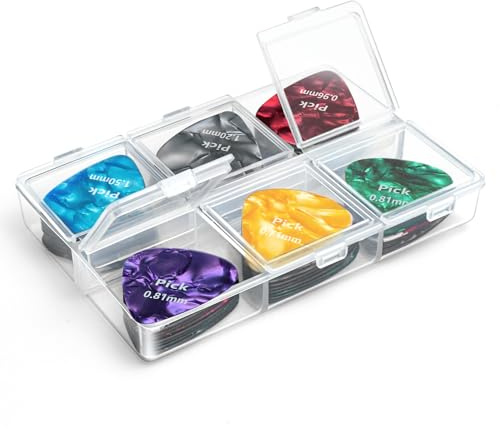 tutata Guitar Pick Holder, Guitar Pick Case, 6-Grid Storage Organizer, Guitar Pick Storage Box, 60 Capacity, Box Only