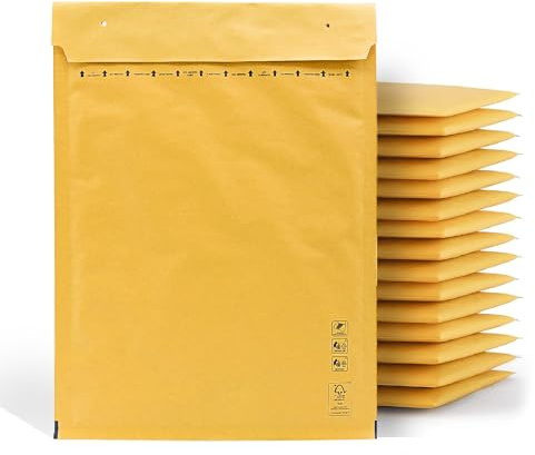 Sobres Acolchados, Sobre Acolchado para Envios, Sobres Burbujas color Kraft, Bolsas para Envíos de Paquetes en Varios Tamaños, Sobres de Envio Pástico Burbujas · m-office (270x360mm, 10uds)