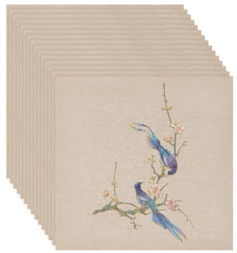 BENECREAT 20 hojas de tela de bordado de lino cuadrado beige, 25 x 25 cm, tela de costura para ropa, manualidades, accesorios