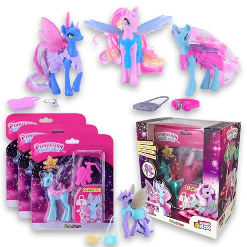 #sbabam Funny Box Ponycorn Fashion Dress, Spielzeugtiere für Kinder, 3-teilig, Pony-Pferde-Spielzeug mit Zubehör und Kleidung zum Personalisieren – Spiele für Kinder, Geschenk für Mädchen und Jungen