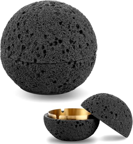 Oungy Posacenere per esterni in cemento e cilindro interno in metallo, piccolo posacenere con coperchio, rotondo, con coperchio, per esterni, inodore, utilizzabile come bella decorazione da tavolo