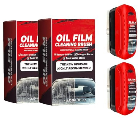 2pack Automotive Oil Film Cleaning Brush New Glass Coating for Windshield Glass Oil Film Remover, Strong Front Windshield Remover for Windshield Improves Clarity and Visibility