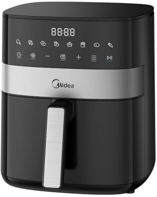 MIDEA Friggitrice Ad Aria 6,5L con LED TouchScreen, 10 Programmi, Cestello Vetro Trasparente e Luce, Regolazione della Temperatura e Del Tempo, 90% Meno Olio, 2000W Air Fryer