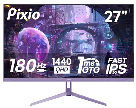 Pixio PX278 Wave Purple 27 inch 180Hz Refresh Rate Quad HD 1440p Resolution AMD FreeSync Fast IPS Panel 1ms GTG Response Time Built-in Speakers Gaming Monitor