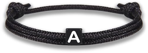 GD GOOD.designs EST. 2015 Bracelet corde avec lettres | Bracelet d'amitié noir ajustable de 14cm à 24cm | Initial A