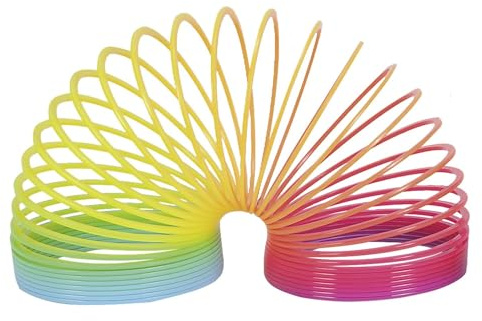 Magic Spring regnbågsfjäder – klassisk hoppfjäder i regnbågsfärger 6 x 7,5 cm – rolig leksak för barn från 3 år – trapplöpare spiralspel färgglad fjäder – present party present
