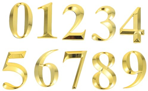Operitacx 10 Pezzi Numero Della Porta Placcata Decalcomanie Del Numero Di Indirizzo Numeri Di Indirizzo Casa Numeri Cassetta Postale Galleggianti Adesivi Con 3d Plastica Golden