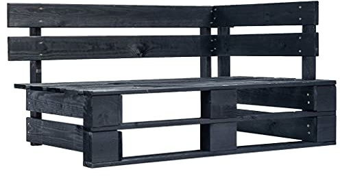 Myheimly Holz Gartenbank für den Innen- und Außenbereich Eckbank Holzbank Sitzbank Parkbank Bank Garten Palettenbank Palettenmöbel Gartenmöbel,Schwarz