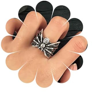 Inateannal Punk Anelli Ragno Largo Argento Ragno Nocca Anello Aperto Regolabile Dito Anelli Dichiarazione Gothic Animale Anello Gioielli Per Le Donne