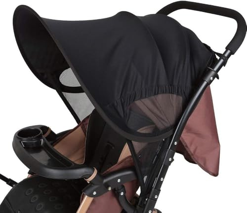LIHAO Pram Sun Shade Cover Universal Baby Sunshade UPF 50+, Black | Adjustable Pram Sunshade, Foldable Baby Stroller Sun Shade, Breathable Pushchair Canopy, for Pushchair, Stroller, Buggy, Pram