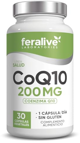 Feralive Laboratories CoQ10 Cápsulas – Coenzima Q10 – Suplemento para Rutina Diaria, Energía Celular y Bienestar General (200mg - 30 Cápsulas)