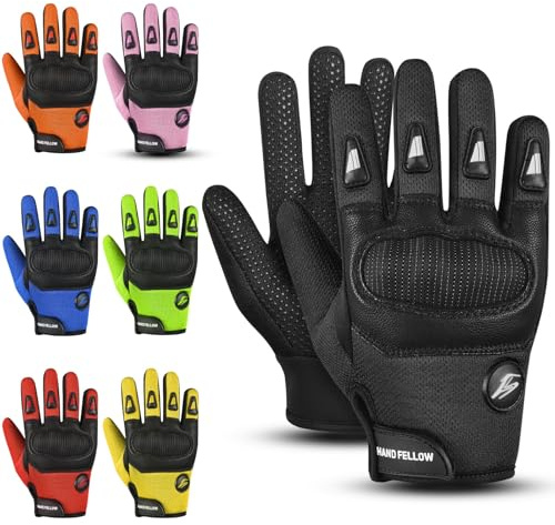 Hand Fellow kids motocross gloves bike gloves with Ultimate Protection cycling gloves Essential motorbike gloves dirt bike & bmx gloves (Black, Small [4-6 Yrs])