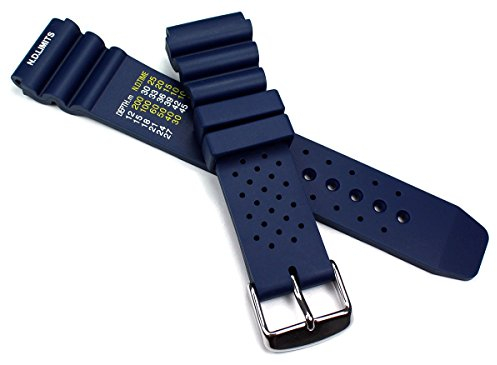 Sulla 22 mm blau KAUTSCHUK SILIKON ARMBAND TAUCHER DIVER 24 mm Dornschließe mit Wellen in blau und Schwarz