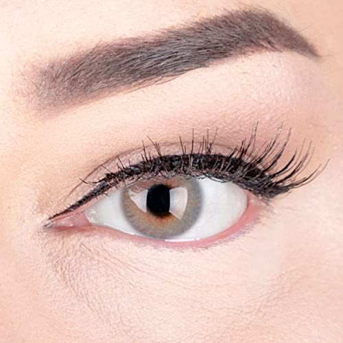 Glamlens lentilles de couleur grises naturelles colorées très haute opacité Grace Gray + étuis à lentilles de contact I 1 paire (2 pièces) I 90 Jours I sans correction I 0,00 Dioptries