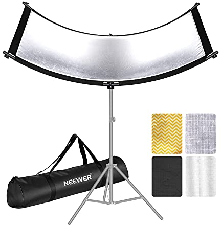 Neewer Reflector difusor de luz Tipo U-Tipo para Estudio y fotografía situación con Funda de Transporte, Reflector Curvado Arclight 167x61cm en Negro/Blanco/Oro/Plateado (Soporte de Luz no Incluido)