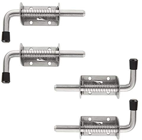 EXPERY Spring Loaded Latch Pin, 304 Stainless Steel Barrel Bolt Thickened 2mm Door Lock, Brushed Finished(4 Pack)