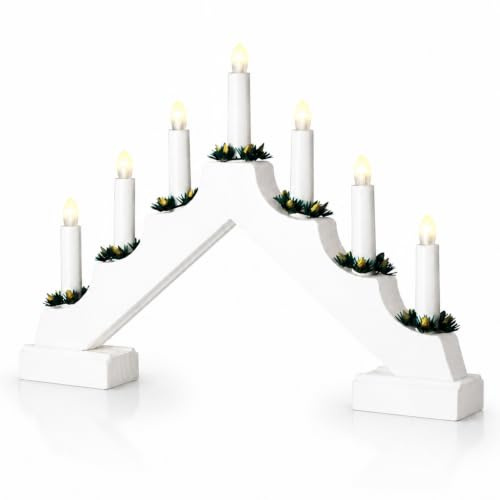 Status Lienz Candle Bridge | 7 Warm White Festive LED Candle Lights | Indoor Christmas Lights with Timer | Battery Operated | White | LIENZ7WHITEBWW6