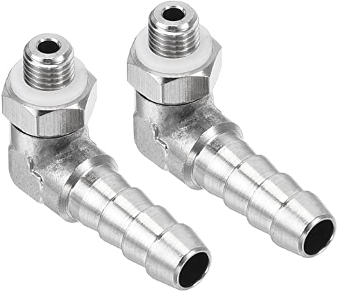 M METERXITY 2Stk Rohr Widerhaken Verschraubungen - 90° Winkel Nickel-Plattiert 6mm Widerhaken Leitung Anschluss mit Rohr Anwendung für Gas(M6x0.75 Außengewinde)