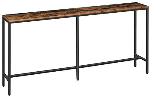 MAHANCRIS Console Table, 180 CM Narrow Long Sofa Table, Entryway Table, Industrial Sofa Table, Side Table, for Hallway, Living Room, Sturdy and Stable, Easy to Assemble, Rustic Brown ACTHR18001Z