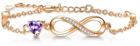 Tusuzik Infinity Armband för Damsmycken Rose Guldpläterad 925 Sterling Silver Armband Dam Love Heart Armband Mamma Presenter till Mamma Kvinnor
