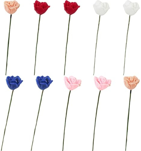 PRETYZOOM Miniature Artificial Flowers 20Pcs 2.4 Inch Clay Mini Flower Models for Dollhouse Decor DIY Mini Flower Arrangements Lightweight and Realistic