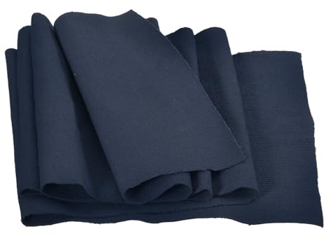 Rebower 15cm x 1m Puños Elásticos con Ribetes Acanalados para Coser Tela de Algodón Banda Elástica de Punto, [para Puños, Cintura, Cuello] - Azul Oscuro