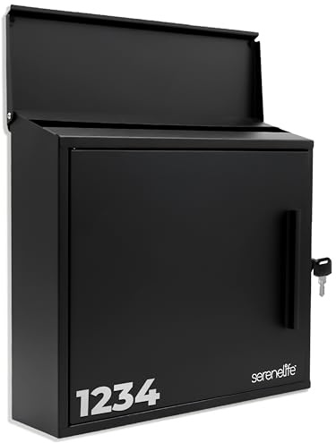 SereneLife Boîte aux Lettres Extérieure avec Serrure – 13 L Capacité, Acier Résistant, Verrouillage Sécurisé, Installation Facile pour Maison ou Résidence