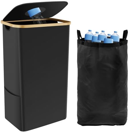 GWCYMYD Deposit Bottle Collector Bins with Lid, 105L Collapsible Recycling Bin with Reusable Bags Oxford Cloth Deposit Bottles Collection Container for Kitchen Home Collecting Empties Deposit Bottles