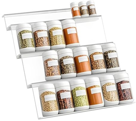 fuxunamz Estantería para especias, cajón, organizador de especias, estante de cocina, escalera de especias con 4 niveles, colocable para especias para guardar especias, tarros de especias