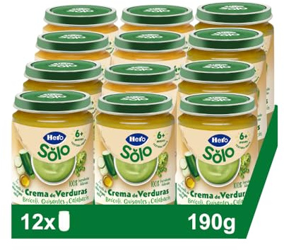 Hero Solo, Tarrito Verduras Bebé, Brócoli Guisante Calabacín con Aceite de Oliva Virgen Extra, Sin Sal Añadida ni Conservantes, 190g x 12U, Para Bebés Desde 6 Meses