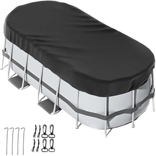 SONGDIQI Oval Pool Cover, 210D Oxford Fabric (7x10ft/7x13ft/8x14ft) UV & Weather Resistant Securely Fits(8 * 14 ft (244 * 427cm))