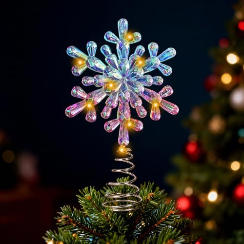 SPERMUOY Puntale per albero di Natale, 20CM a forma di stella, punta per albero di Natale, piccola, mini punta per albe-ro di Nata-le